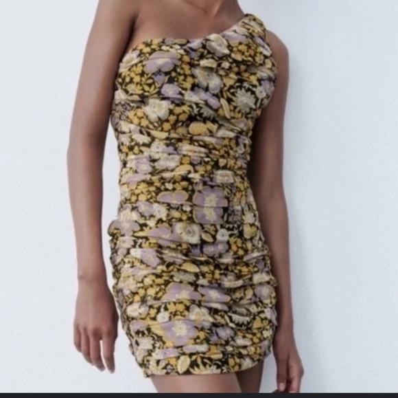 ZARA One Shoulder Chiffon Dress - Picture 8 of 8